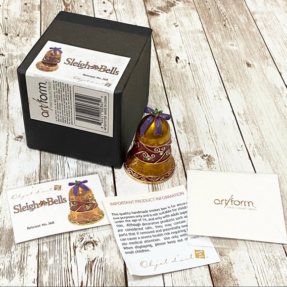 Sleigh Bells Purple Christmas Bell Enamel Trinket - Picture 5 of 12